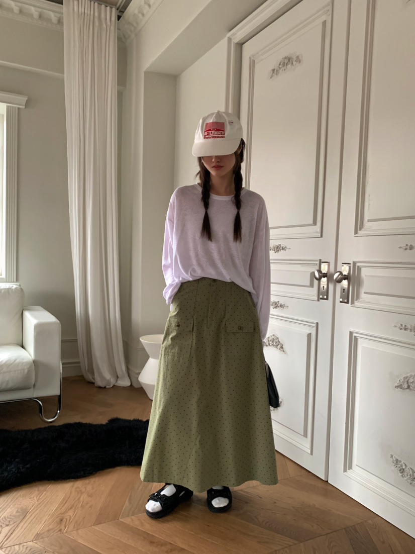 PEBBLE直郵韓國代購㊣女裝新款推薦人氣熱賣25春夏休閑長裙PEBBLE/LAYER長裙
