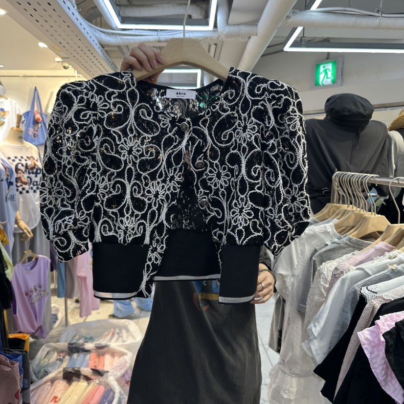 AKRA BY ART韓國㊣直郵東大門代購女裝新品時尚襯衫蕾絲衫開衫AKRA BY ART襯衫/蕾絲衫圖色2