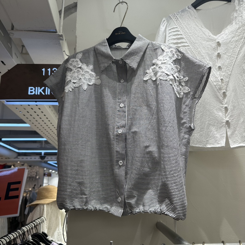 BIKINI直郵韓國代購㊣女裝新款推薦25春夏人氣時尚襯衫蕾絲衫BIKINI襯衫/蕾絲衫圖色1