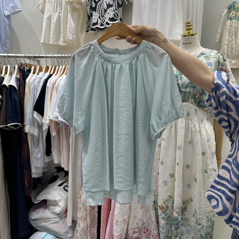 BIKINI直郵韓國代購㊣女裝新品休閑人氣推薦時尚襯衫蕾絲衫BIKINI襯衫/蕾絲衫圖色2