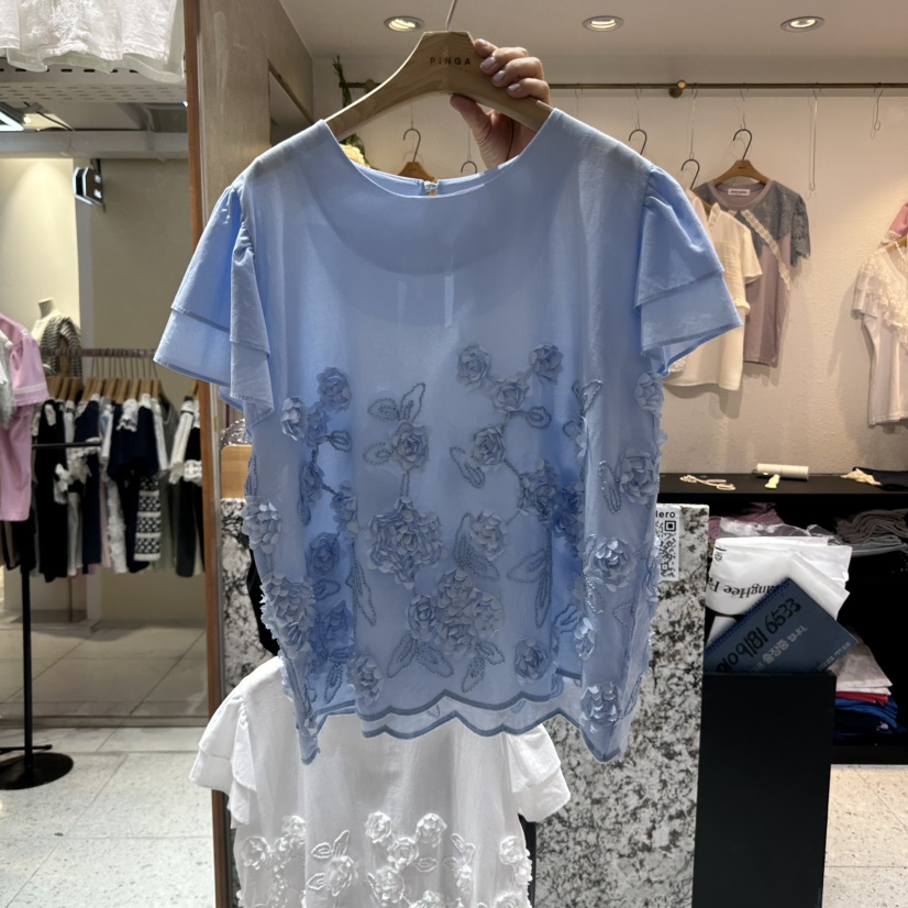 HERO直郵韓國代購㊣女裝新品25春夏人氣休閑推薦襯衫蕾絲衫HERO襯衫/蕾絲衫圖色2