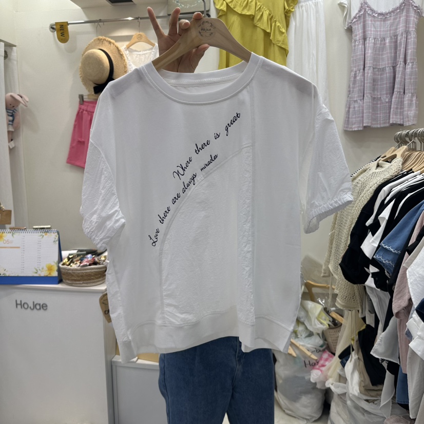 HOJAE韓國直郵㊣女裝新品休閑推薦人氣熱賣時尚25春夏T恤MID-LEVEL JUMPT恤圖色1