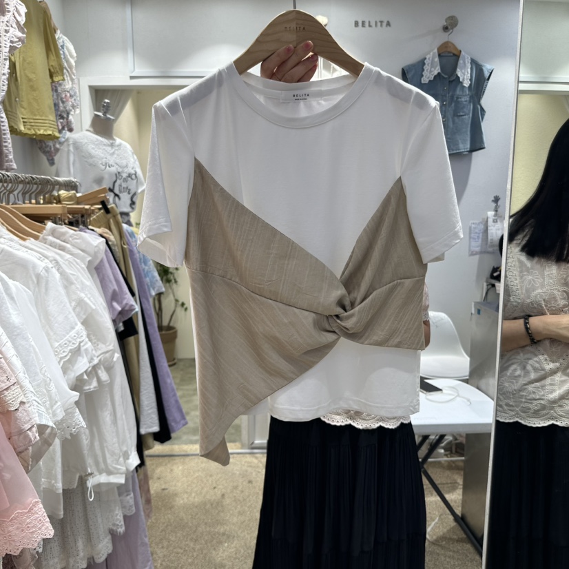 空韓國直郵㊣東大門實拍女裝新品人氣熱賣25春夏襯衫蕾絲衫BELITA襯衫/蕾絲衫