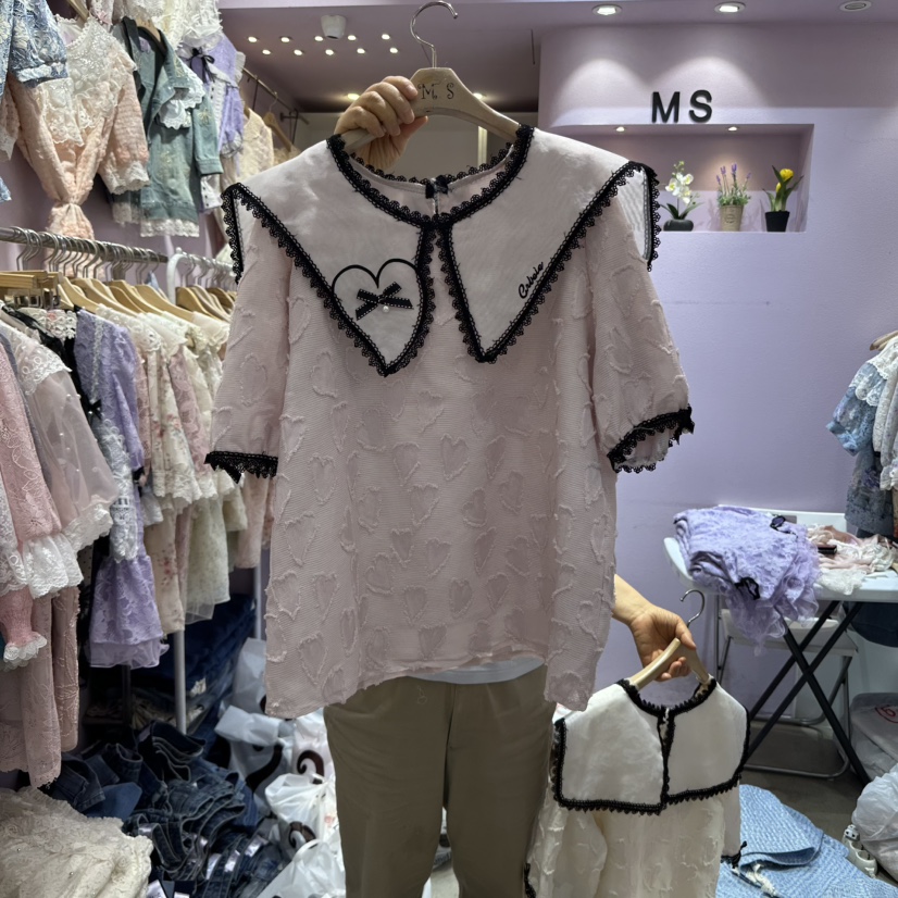 MS直郵韓國代購㊣女裝新款推薦人氣熱賣25春夏休閑襯衫蕾絲衫MS襯衫/蕾絲衫