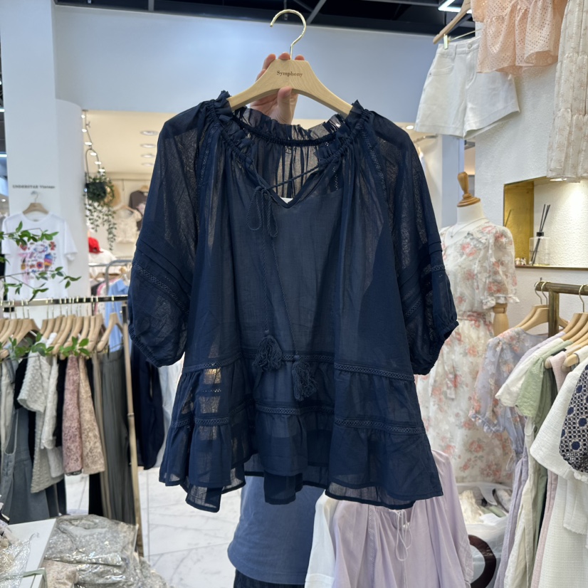 SYMPHONY韓國㊣直郵東大門代購女裝新品熱賣休閑襯衫蕾絲衫SYMPHONY襯衫/蕾絲衫圖色2