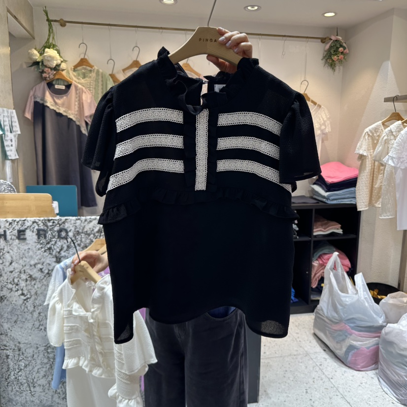 HERO韓國㊣直郵東大門代購女裝新款熱賣25春夏推薦襯衫蕾絲衫HERO襯衫/蕾絲衫圖色2