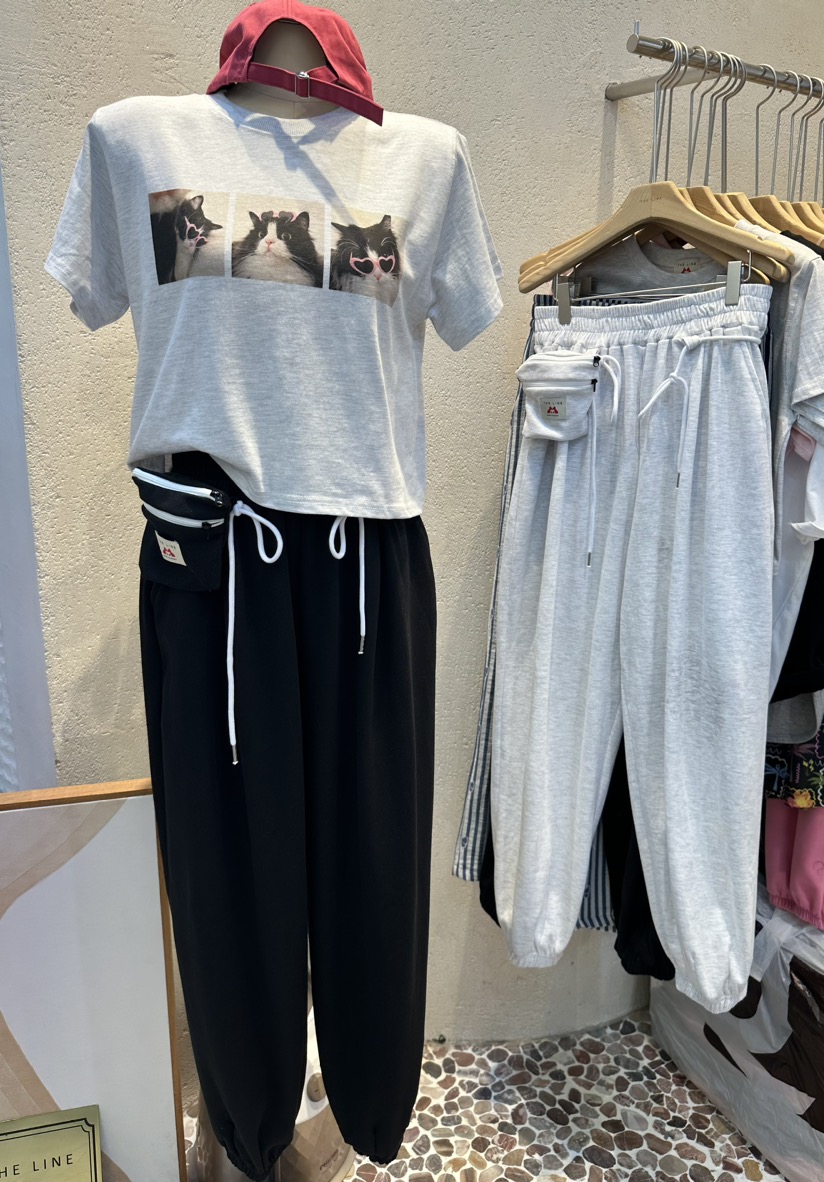 THE LINE-Q韓國直郵㊣女裝新品休閑熱賣休閑褲含小包腰帶鵝THE LINE-q休閑褲
