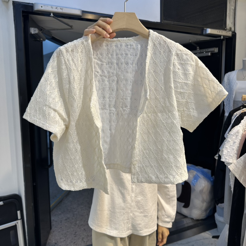 HARU韓國直郵㊣女裝新品熱賣時尚25春夏襯衫蕾絲衫蕾絲開衫HARU襯衫/蕾絲衫