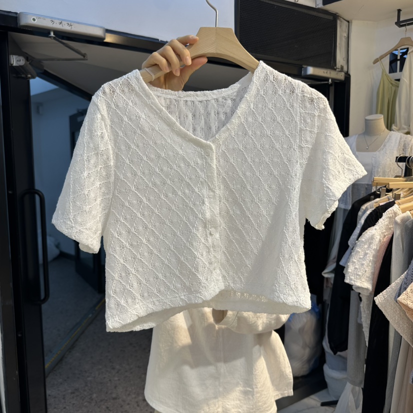 HARU韓國直郵㊣女裝新品熱賣時尚25春夏襯衫蕾絲衫蕾絲開衫HARU襯衫/蕾絲衫