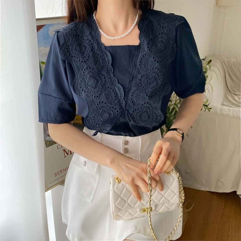 BLUE RIBBON韓國㊣直郵東大門代購女裝新款人氣襯衫蕾絲衫BLUE RIBBON襯衫/蕾絲衫