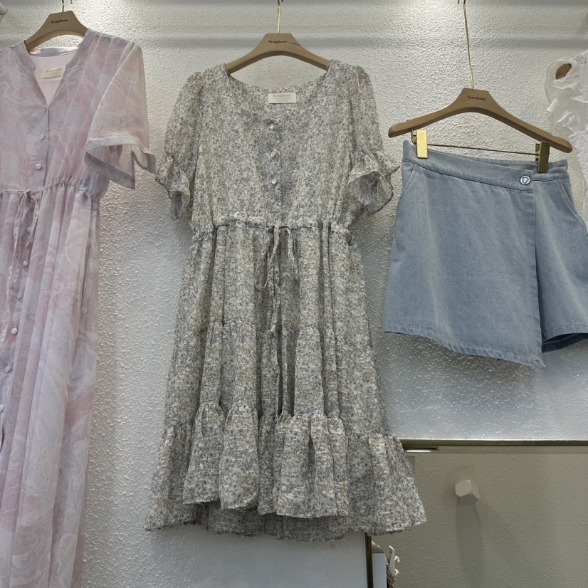 SYMPHONY韓國直郵㊣東大門實拍女裝新品休閑連衣裙短款腰帶SYMPHONY連衣裙