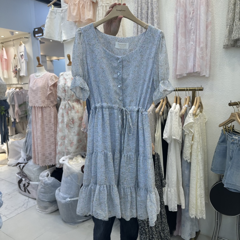 SYMPHONY韓國直郵㊣東大門實拍女裝新品休閑連衣裙短款腰帶SYMPHONY連衣裙圖色2