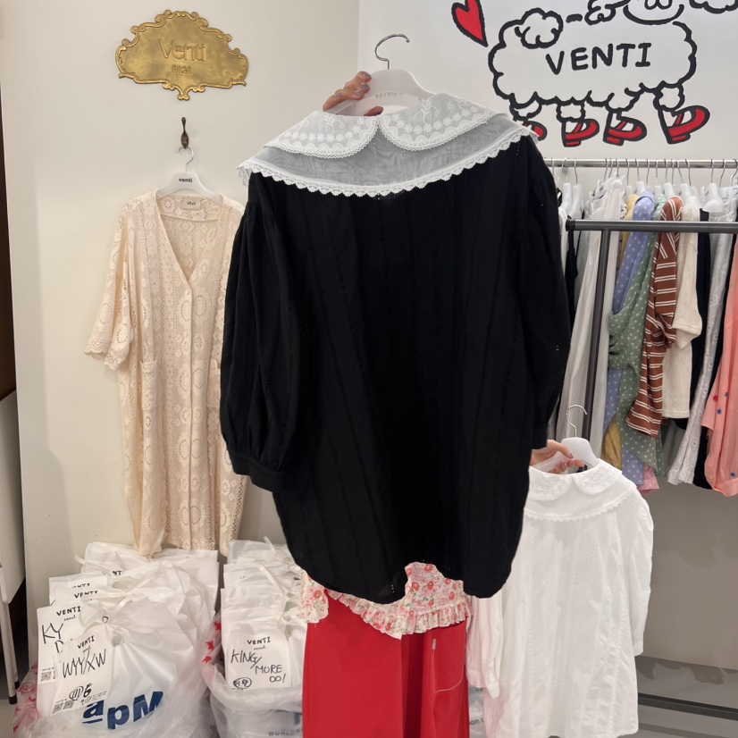 VENTI韓國㊣直郵東大門代購女裝新款休閑熱賣時尚襯衫蕾絲衫VENTI襯衫/蕾絲衫