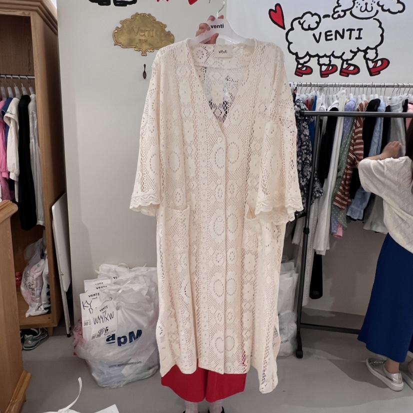 VENTI韓國㊣直郵東大門代購女裝新品25春夏休閑襯衫蕾絲衫開衫VENTI襯衫/蕾絲衫