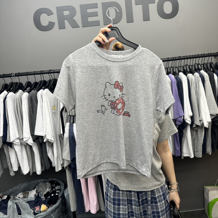 CREDITO韓國直郵㊣女裝新款休閑人氣時尚25春夏推薦熱賣T恤CREDITOT恤