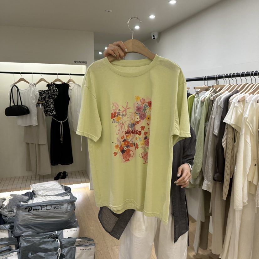 WINSOME韓國㊣直郵東大門代購女裝新品25春夏推薦熱賣休閑T恤WINSOMET恤圖色3