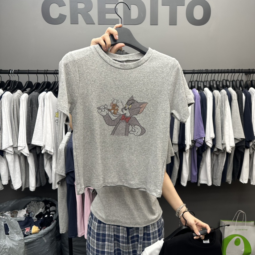 CREDITO直郵韓國代購㊣女裝新款時尚推薦熱賣休閑人氣25春夏T恤CREDITOT恤圖色2