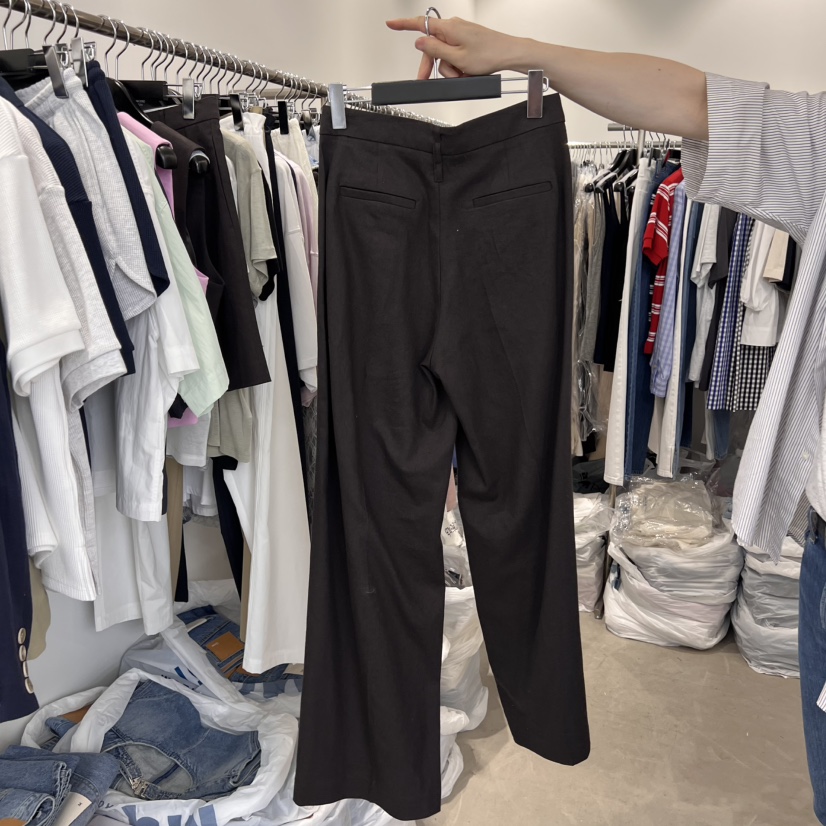THE SECOND GROW直郵韓國代購㊣女裝新品推薦人氣休閑褲亞麻THE SECOND GROW休閑褲