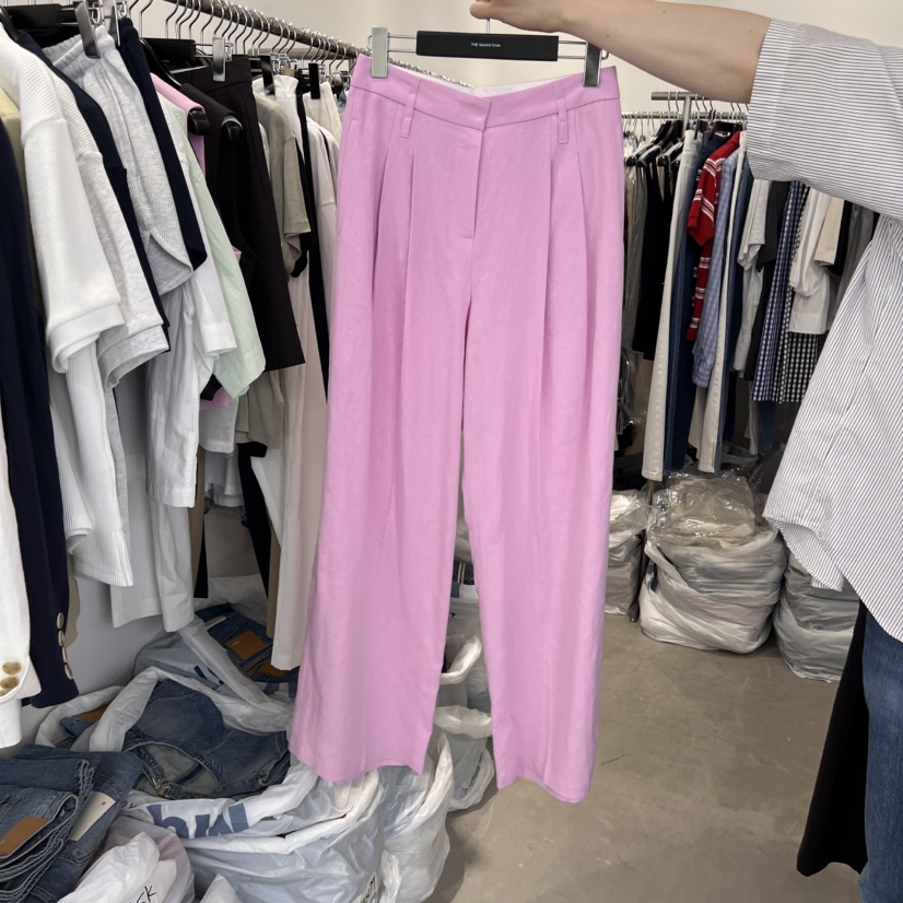 THE SECOND GROW直郵韓國代購㊣女裝新品推薦人氣休閑褲亞麻THE SECOND GROW休閑褲圖色2