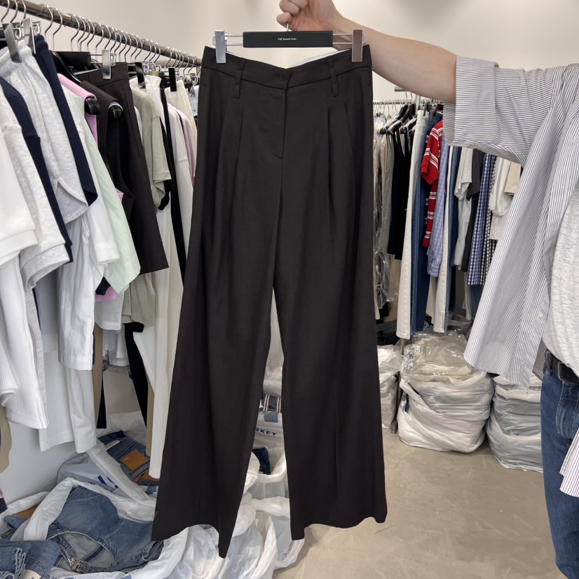 THE SECOND GROW直郵韓國代購㊣女裝新品推薦人氣休閑褲亞麻THE SECOND GROW休閑褲圖色3
