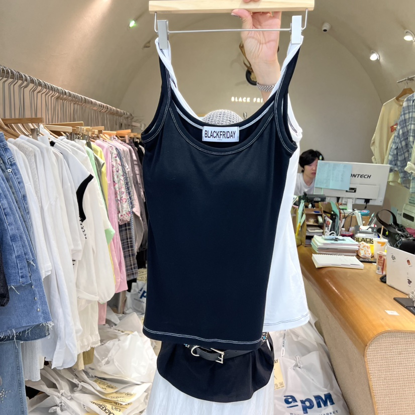 BLACKFRIDAY直郵韓國代購㊣女裝新品25春夏推薦休閑吊帶背心BLACK FRIDAY吊帶/背心圖色2