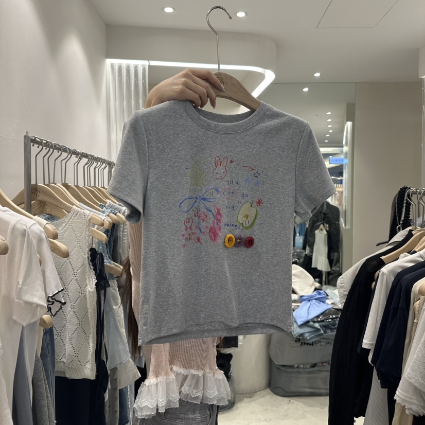MIMME韓國直郵㊣女裝新品熱賣休閑人氣推薦時尚25春夏T恤含脖帶MIMMET恤圖色2