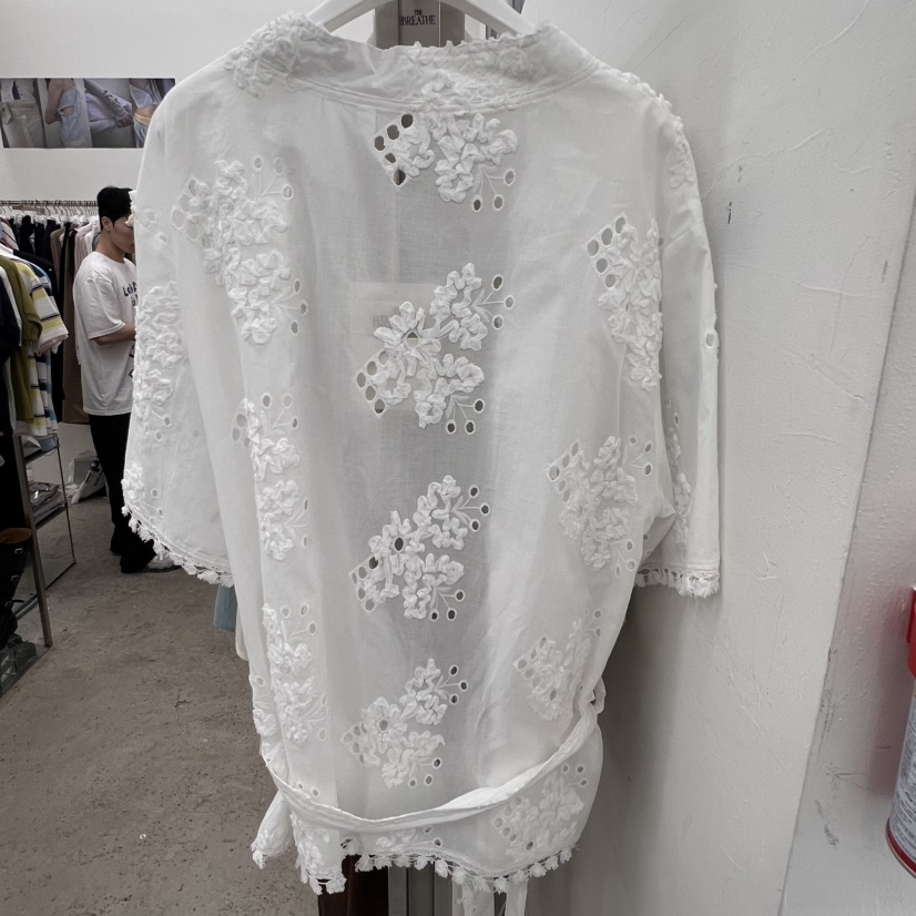 BREATHE韓國直郵㊣女裝新品25春夏休閑推薦襯衫蕾絲衫含腰帶BREATHE襯衫/蕾絲衫