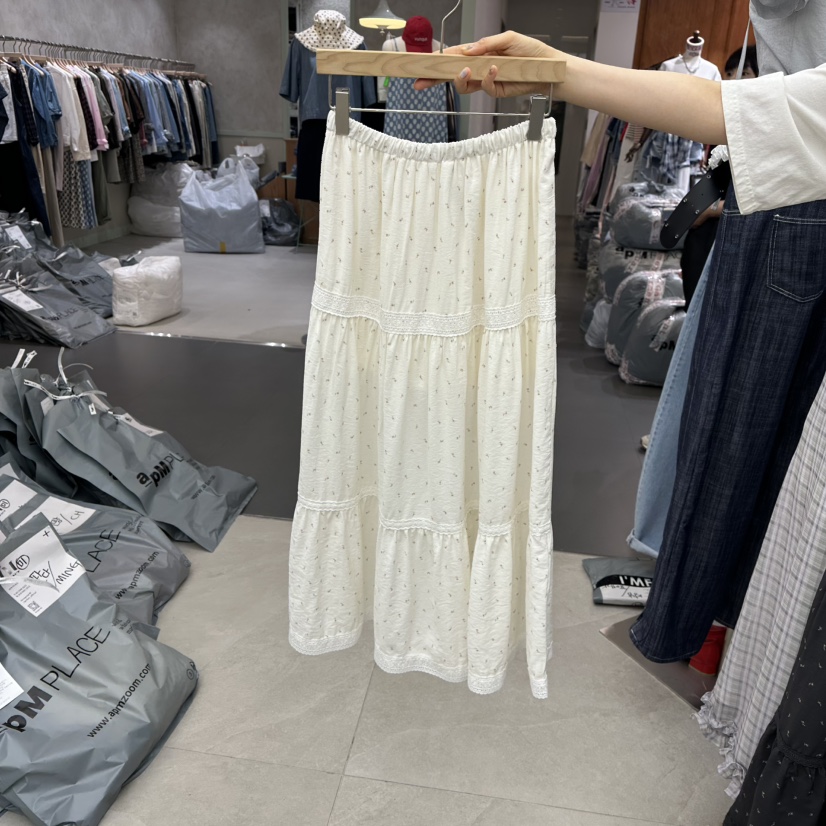 I MFACT韓國㊣直郵東大門代購女裝新款人氣休閑長裙蕾絲長款I MFACT長裙