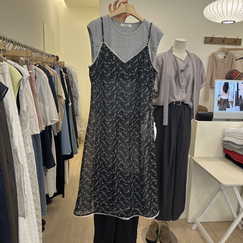 LOGON直郵韓國代購㊣女裝新品熱賣休閑時尚25春夏連衣裙雪紡LOGON連衣裙圖色2