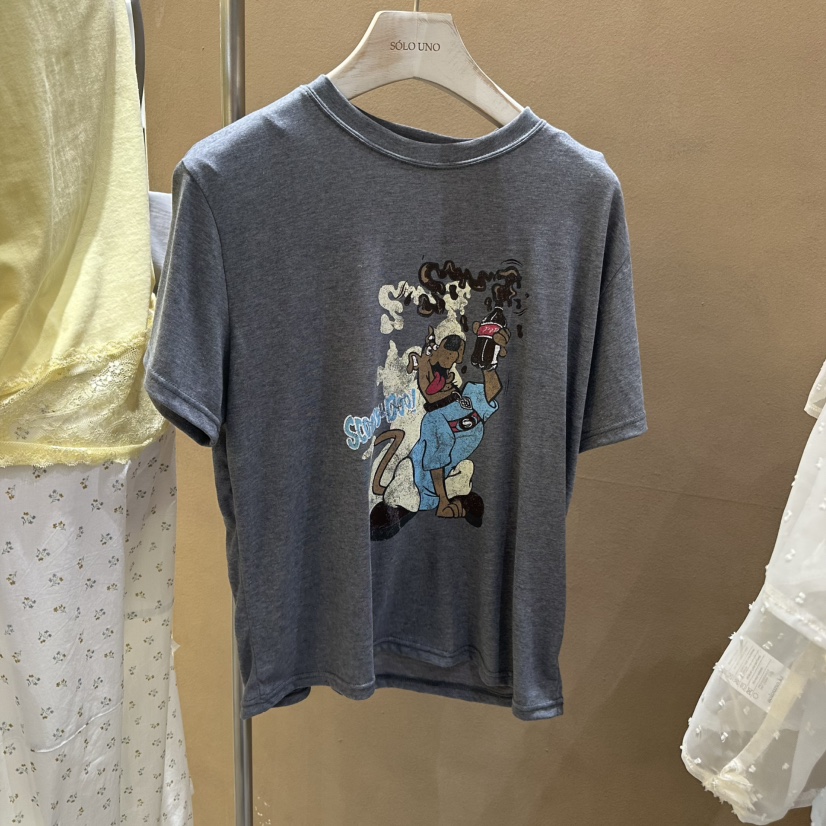 SOLOUNO韓國直郵㊣女裝新品休閑推薦25春夏人氣熱賣時尚T恤SOLOUNOT恤圖色3
