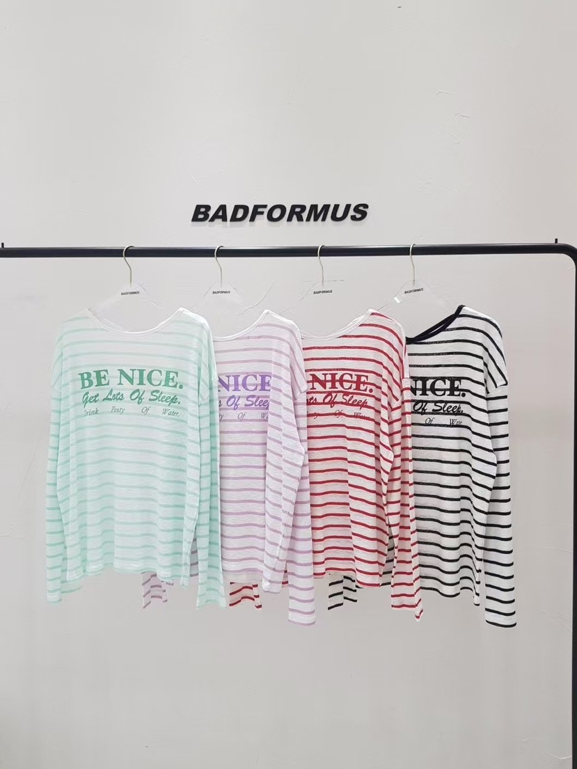 BADFORMUS韓國直郵㊣女裝新款推薦休閑25春夏時尚熱賣長袖T恤BADFORMUS長袖T恤