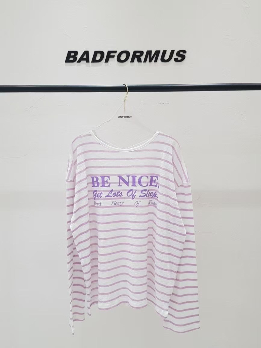 BADFORMUS韓國直郵㊣女裝新款推薦休閑25春夏時尚熱賣長袖T恤BADFORMUS長袖T恤圖色2