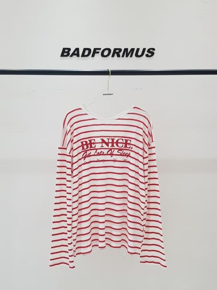 BADFORMUS韓國直郵㊣女裝新款推薦休閑25春夏時尚熱賣長袖T恤BADFORMUS長袖T恤圖色4