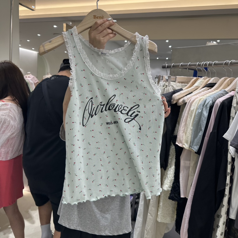 BENE韓國直郵㊣東大門實拍女裝新款時尚休閑吊帶背心可愛的BENE吊帶/背心圖色2
