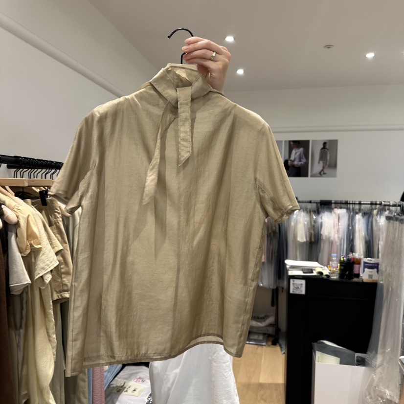 aube nunt韓國直郵㊣女裝新款25春夏推薦襯衫蕾絲衫含脖帶aube nunt襯衫/蕾絲衫圖色3