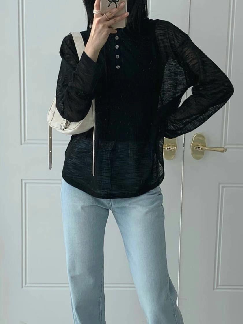 THEMAIN直郵韓國代購㊣女裝新款人氣熱賣時尚推薦襯衫蕾絲衫THEMAIN襯衫/蕾絲衫圖色2