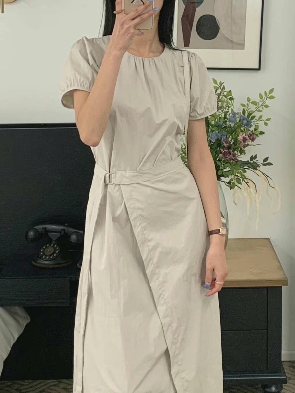 THEMAIN韓國直郵㊣東大門實拍女裝新品推薦熱賣連衣裙含腰帶THEMAIN連衣裙
