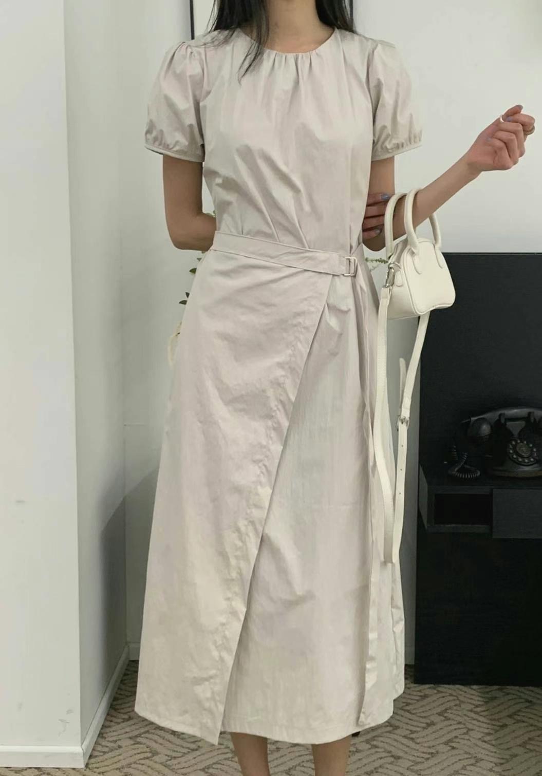 THEMAIN韓國直郵㊣東大門實拍女裝新品推薦熱賣連衣裙含腰帶THEMAIN連衣裙