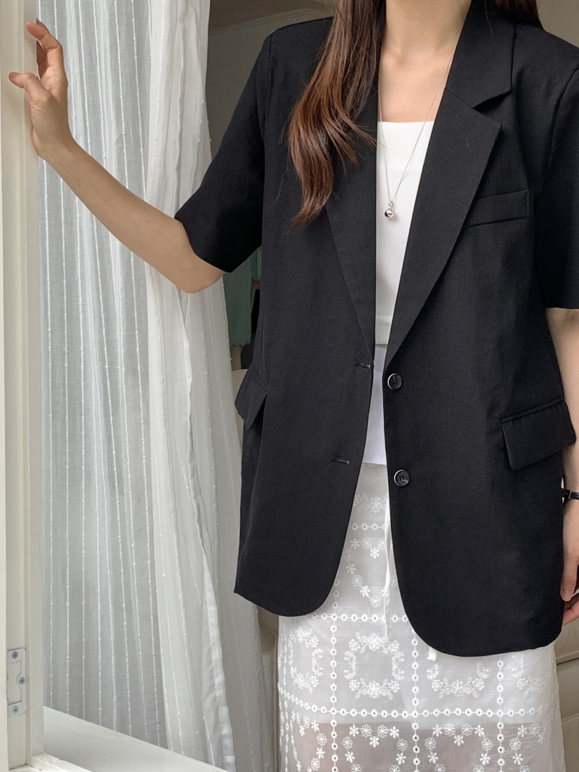 RE:OPENING韓國㊣直郵東大門代購女裝新款人氣休閑夾克亞麻RE:OPENING夾克