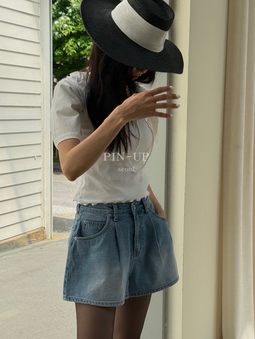 PIN-UP韓國直郵㊣東大門實拍女裝新品推薦時尚人氣短褲蝴蝶結PIN-UP短褲