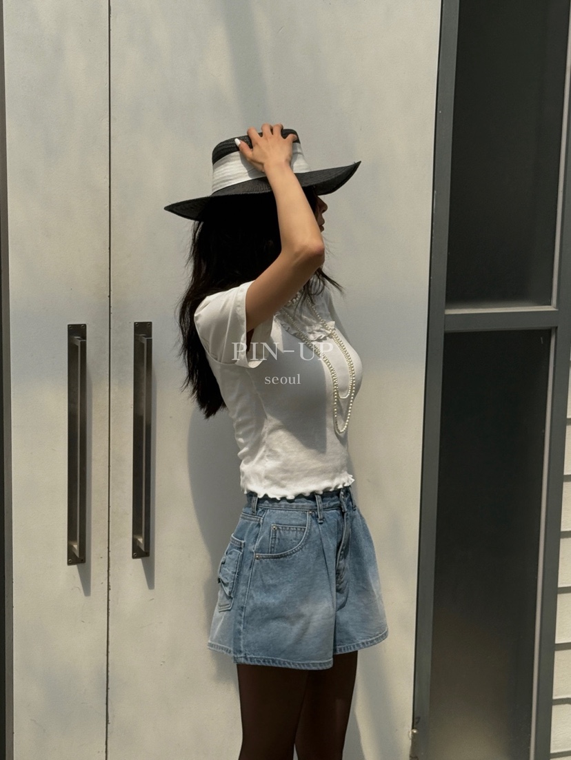 PIN-UP韓國直郵㊣東大門實拍女裝新品推薦時尚人氣短褲蝴蝶結PIN-UP短褲