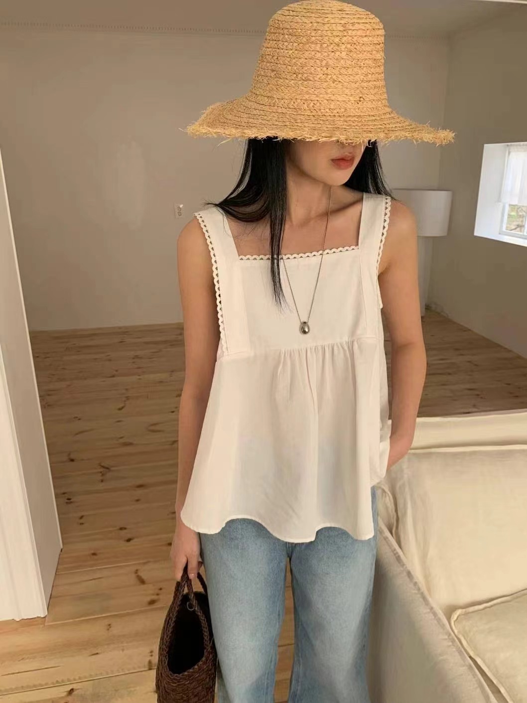 LE BLANC韓國直郵㊣女裝新品推薦25春夏熱賣時尚休閑吊帶背心LE BLANC吊帶/背心