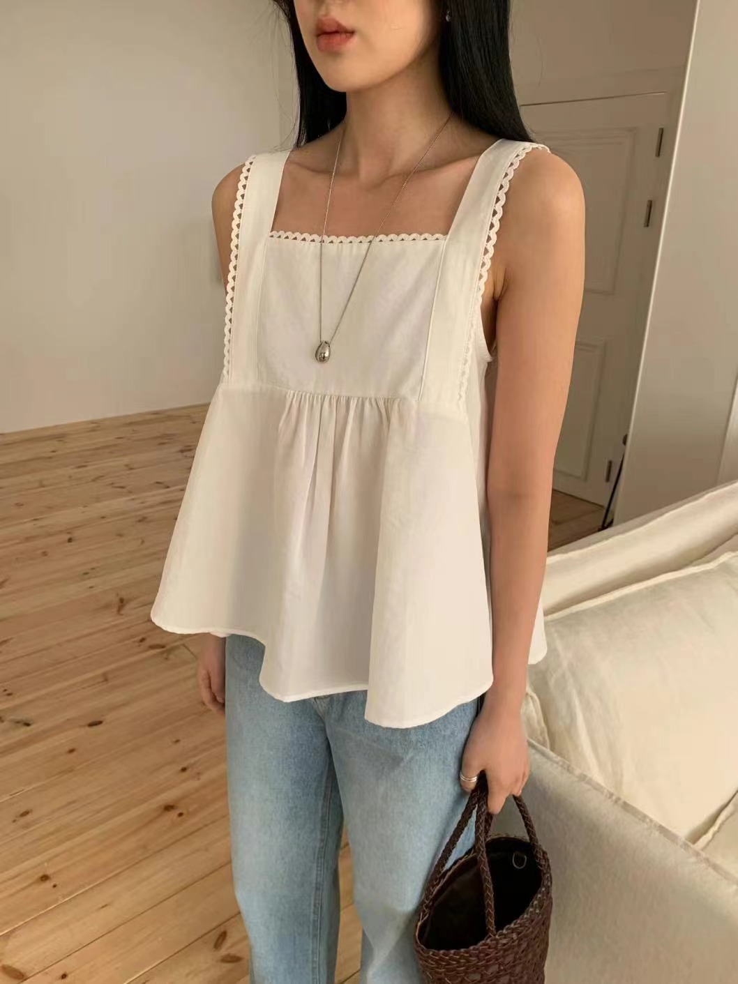 LE BLANC韓國直郵㊣女裝新品推薦25春夏熱賣時尚休閑吊帶背心LE BLANC吊帶/背心