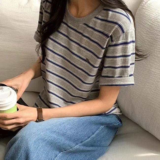 OBLANC韓國直郵㊣東大門實拍女裝新品時尚人氣休閑推薦熱賣T恤OBLANCT恤圖色2