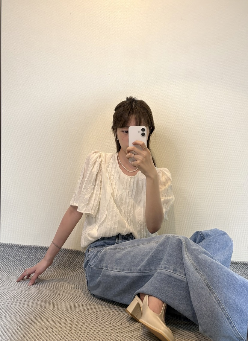 JMIND直郵韓國代購㊣女裝新款時尚人氣休閑襯衫蕾絲衫荷葉邊JMIND襯衫/蕾絲衫