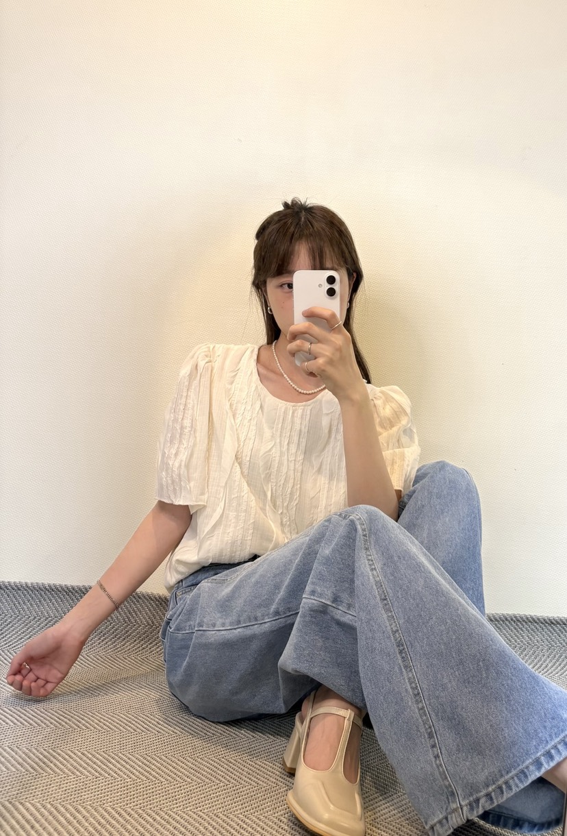 JMIND直郵韓國代購㊣女裝新款時尚人氣休閑襯衫蕾絲衫荷葉邊JMIND襯衫/蕾絲衫