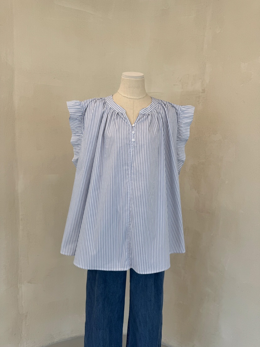 LAUNDRY韓國直郵㊣女裝新款時尚推薦25春夏襯衫蕾絲衫荷葉邊紐扣LAUNDRY襯衫/蕾絲衫