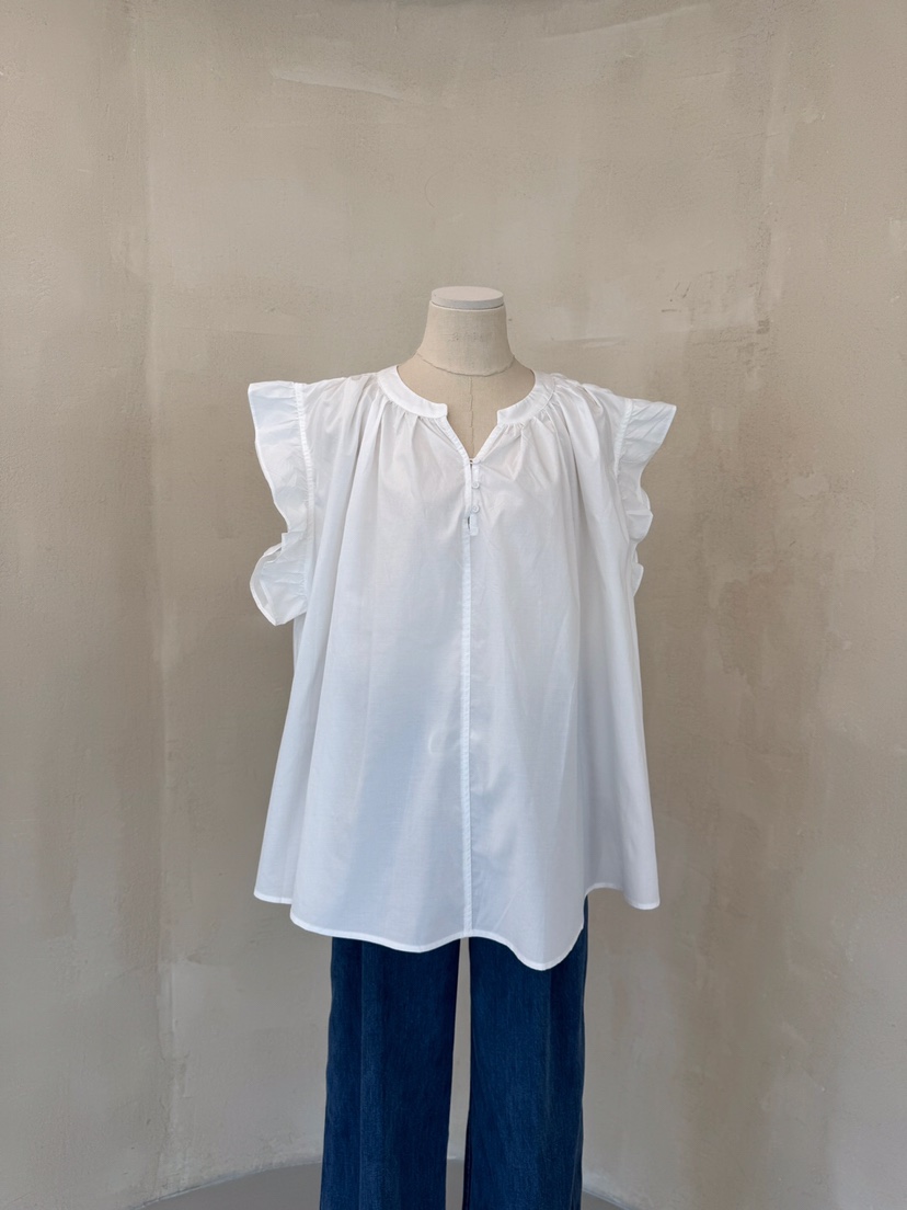 LAUNDRY韓國直郵㊣女裝新款時尚推薦25春夏襯衫蕾絲衫荷葉邊紐扣LAUNDRY襯衫/蕾絲衫