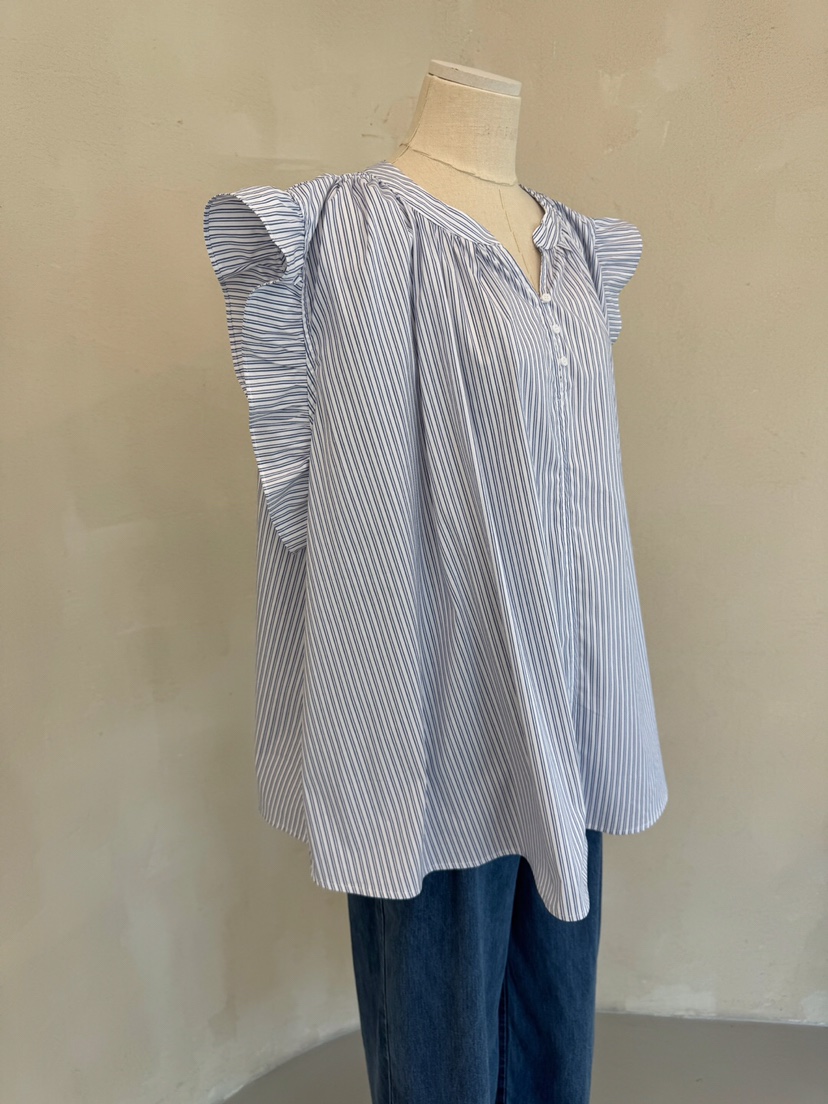 LAUNDRY韓國直郵㊣女裝新款時尚推薦25春夏襯衫蕾絲衫荷葉邊紐扣LAUNDRY襯衫/蕾絲衫