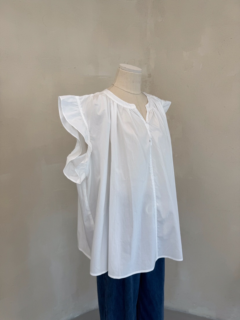 LAUNDRY韓國直郵㊣女裝新款時尚推薦25春夏襯衫蕾絲衫荷葉邊紐扣LAUNDRY襯衫/蕾絲衫